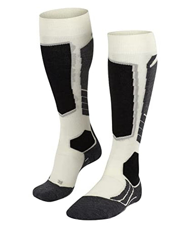 FALKE Damen Skisocken SK2 Intermediate Wool W KH Wolle warm dick 1 Paar, Weiß (Off-White 2040), 41-42 im Sale